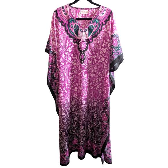 Miss Lavish London Purple Kaftan Size 20-24 Maxi Dress - Picture 2 of 4